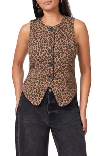 Scotch & Soda The Leopard Denim Vest In Animal Print