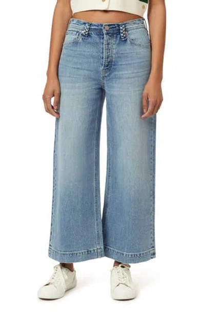 Scotch & Soda The Wave Crop Wide Leg Jeans In Blue