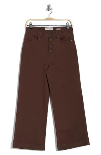 Scotch & Soda The Wave High Waist Crop Wide Leg Jeans In Brown