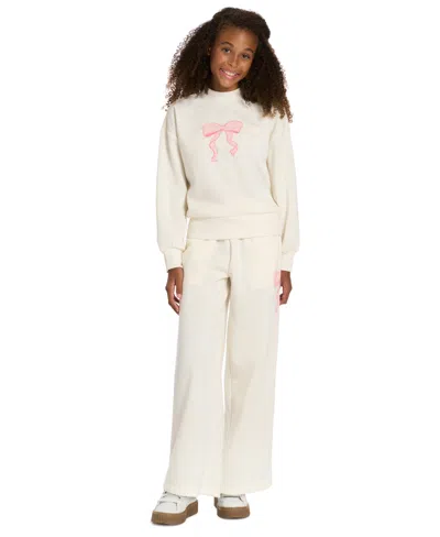 Scotch & Soda Kids' Toddler Girls' 2t-4t Ruffle Trim Sweatshirt And Wide-leg Pants, 2-piece Set In White