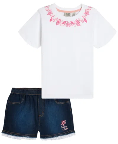 Scotch & Soda Kids' Toddler Girls' 2t-4t Short-sleeve T-shirt And Shorts, 2-piece Set In Multi