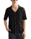 Scotch & Soda Tone On Tone Knitted Camp Shirt In Black