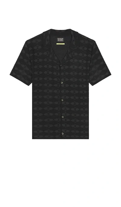 Scotch & Soda Tone On Tone Knitted Polo In Black