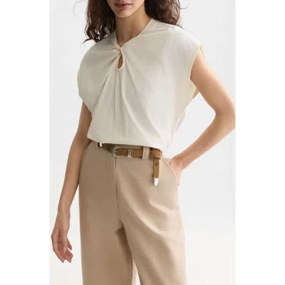 Scotch & Soda Twisted Neckline Top In White