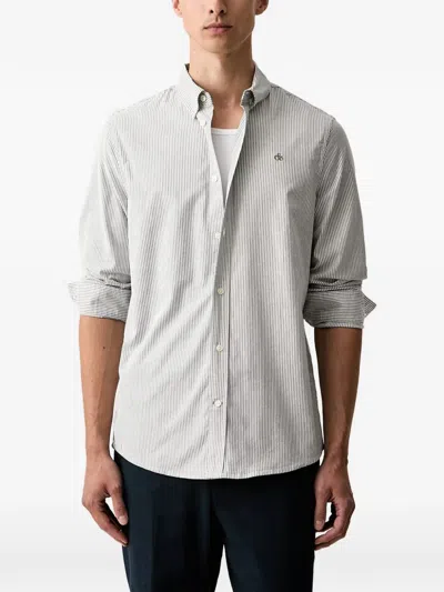 Scotch & Soda Vertical-stripe Button-down Shirt In White