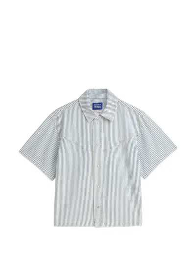 Scotch & Soda Vertical-stripe Western-yoke Shirt In Blue