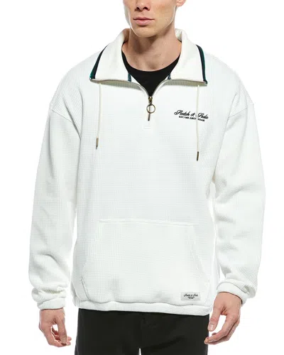 Scotch & Soda Waffle Half-zip Sweatshirt In White