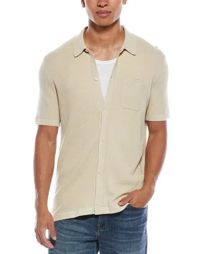 Scotch & Soda Short Sleeve Knit Button-up Shirt In Neutral