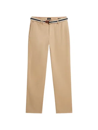 Scotch & Soda Warren Belted Chino Trousers In Neutral