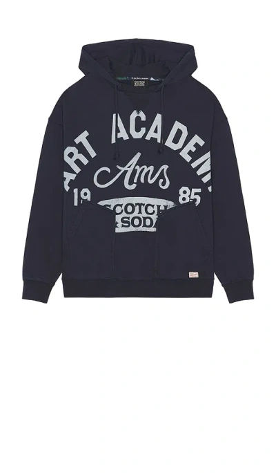 Scotch & Soda Wash Artwork Hoodie In Blue