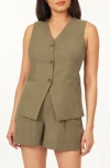Scotch & Soda Washed Longline Vest In Green