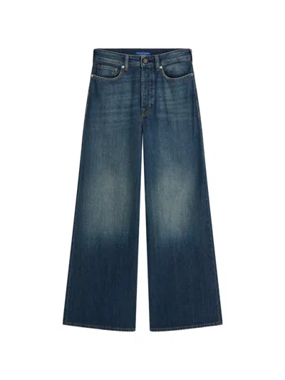 Scotch & Soda Wide-leg Whiskered Jeans In Blue
