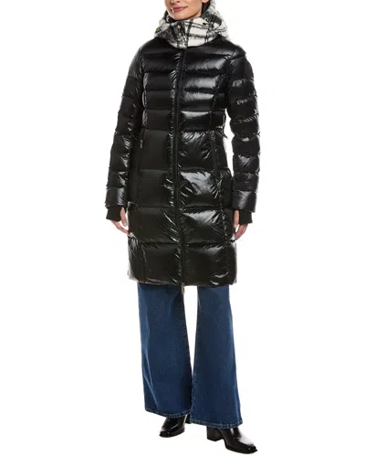 Scotch & Soda Willemina Mixed Media Long Coat In Black