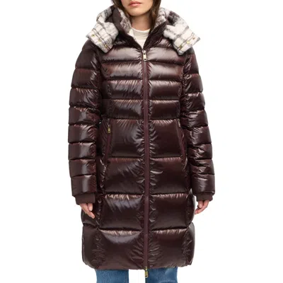 Scotch & Soda Willemina Quilted Duck Coat In Brown
