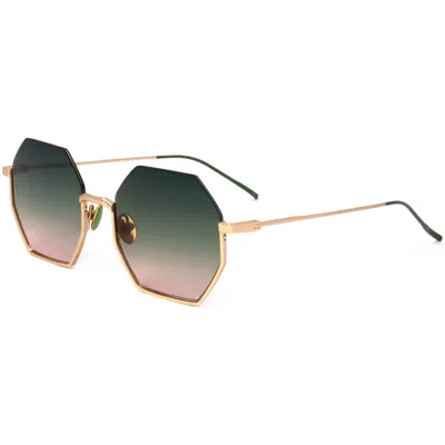 Scotch & Soda Women's 51 Mm Green Sunglasses In Gold