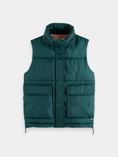 Scotch & Soda Women's Hooded Vest In Cypress Green