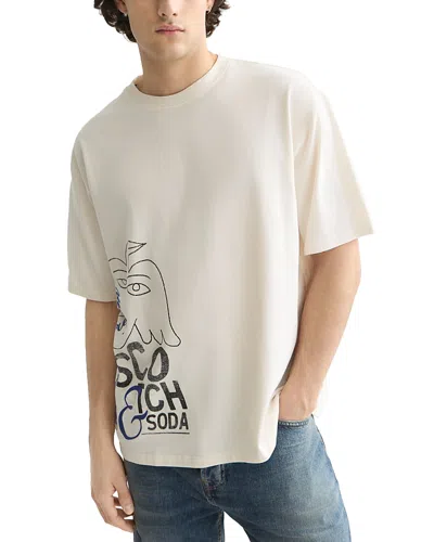 Scotch & Soda Worked Out Logo T-shirt In Neutral