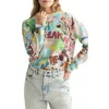 Scotch & Soda X Basquiat Embroidered Cotton Graphic Crewneck Sweater In Multi