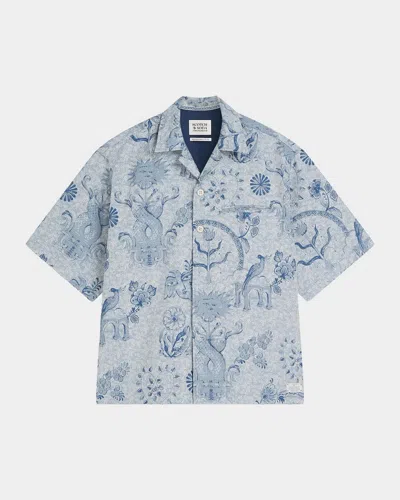 Scotch & Soda Delfts Blau Jacquard Graphic Shirt In Multi