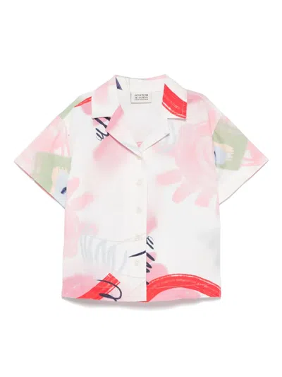 Scotch & Soda Kids' Abstract-print Shirt In White