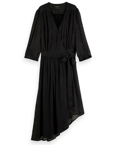 Scotch & Soda Asymmetric Wrap Dress In Black