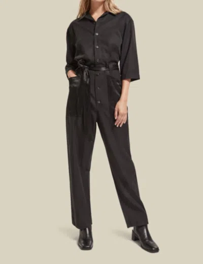 Scotch & Soda Beaded Collar Jumpsuit In Black In Grey