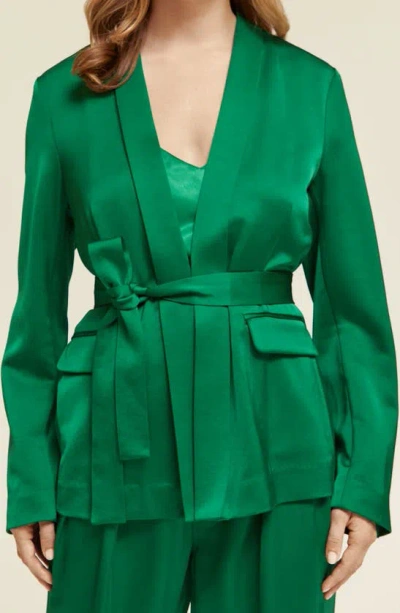 Scotch & Soda Belted Satin Blazer In Pine Tree