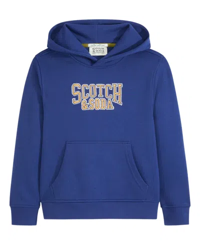 Scotch & Soda Kids' Big Boys Graphic Fleece Hoodie In Evening Skies