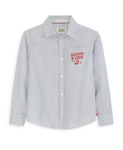 Scotch & Soda Kids' Big Boys Graphic Oxford Shirt