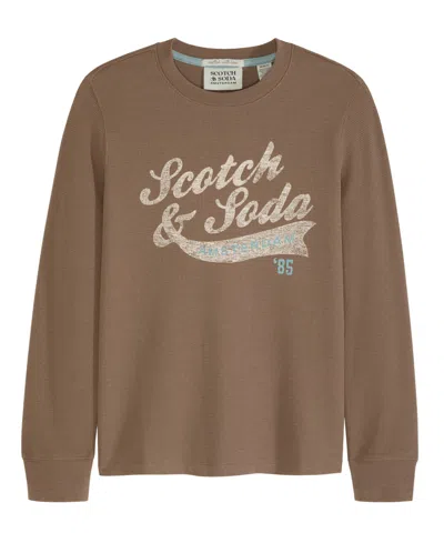 Scotch & Soda Kids' Big Boys Long Sleeve Thermal Graphic Tee In Cappuchino