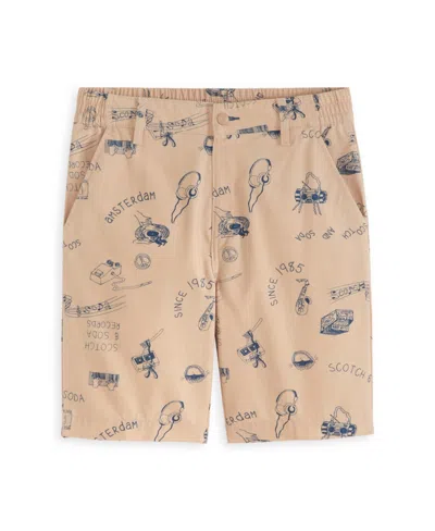 Scotch & Soda Kids' Big Boys Printed Half Panama Shorts In Brown