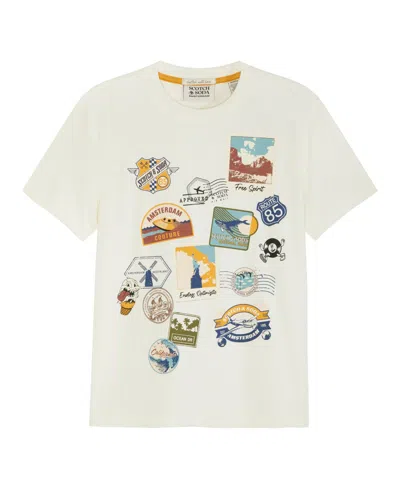 Scotch & Soda Kids' Big Boys Short Sleeve Graphic Tee In Swan
