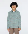 Scotch & Soda Big Boys Yarn Dye Knit Twill Button Up Shirt In Bay Blue