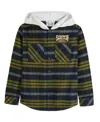 Scotch & Soda Big Boys Yarndye Hooded Shirt Jacket In Evening Skies