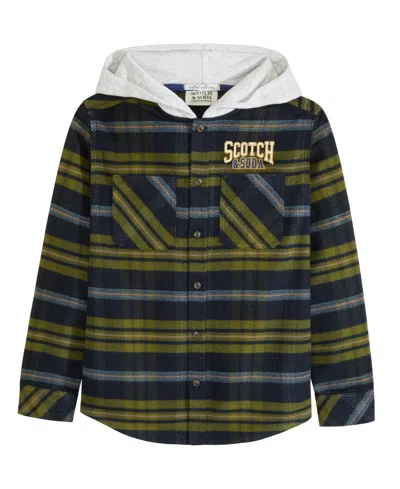 Scotch & Soda Kids' Big Boys Yarndye Hooded Shirt Jacket In Evening Skies