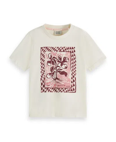 Scotch & Soda Kids' Big Girls Regular Fit T-shirt In White