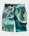 Scotch & Soda Boy's Abstract-print Bermuda Shorts In Abstract Fungi Green Aop