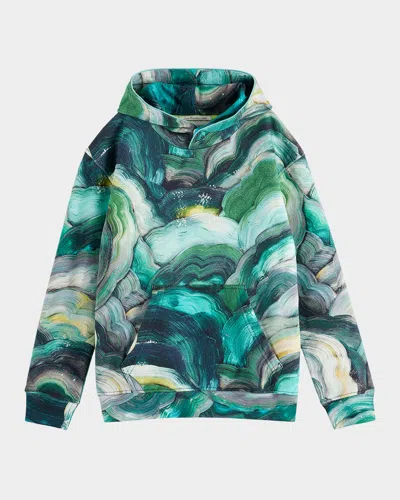 Scotch & Soda Kids' Boy's Abstract-print Cotton Hoodie In Aop Abstract Fungi
