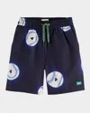 Scotch & Soda Baseball Printed Swimming Trunks In Baseball Navy Aop