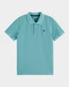 Scotch & Soda Boy's Garment-dyed Pique Polo Shirt In Sea Blue