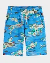 Scotch & Soda Boy's Map-print Bermuda Shorts In Hampton Islands Blue Aop