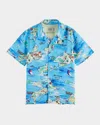 Scotch & Soda Boy's Map-print Button-front Shirt In Hampton Islands Blue Aop