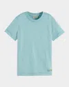 Scotch & Soda Boy's Melange Short-sleeve Crewneck T-shirt In Sea Blue