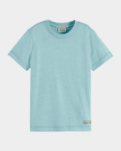 Scotch & Soda Kids' Boy's Melange Short-sleeve Crewneck T-shirt In Sea Blue