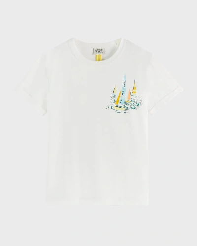 Scotch & Soda Kids' Boy's Short-sleeve Artwork T-shirt In White