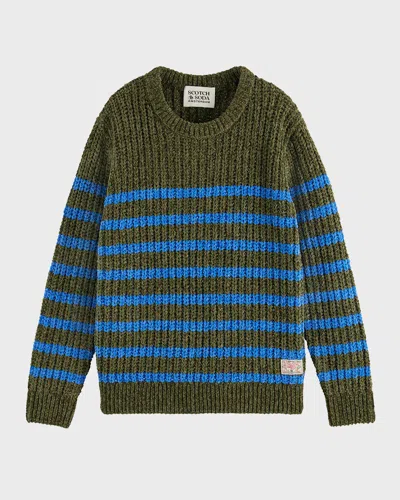 Scotch & Soda Kids' Boy's Striped Chenille Jumper In Military