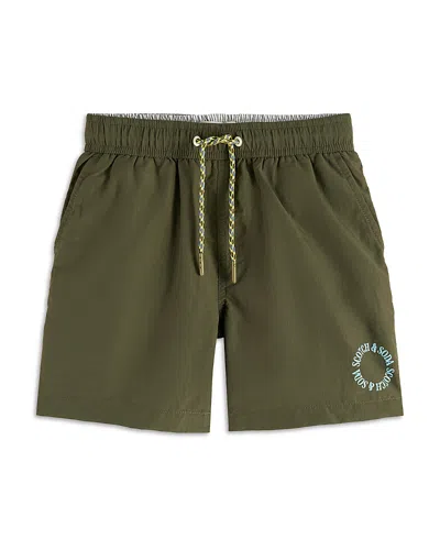 Scotch & Soda Boys' Mid Length Logo Swim Shorts - Little Kid, Big Kid In Green