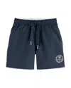 Scotch & Soda Boys' Mid Length Logo Swim Shorts - Little Kid, Big Kid In Night