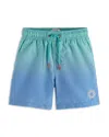 Scotch & Soda Boys' Mid Length Magic Swim Shorts - Little Kid, Big Kid In Diamond Blue Aop