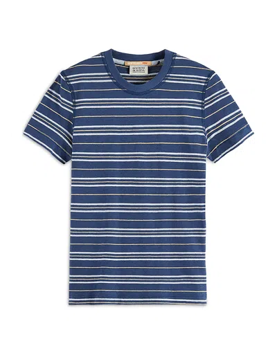 Scotch & Soda Boys' Relaxed Fit Yard Dyed Striped Tee - Little Kid, Big Kid In Atlantic Blue